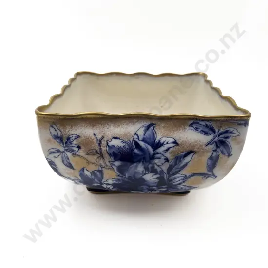 Doulton Burslem Blue and White Gilt Botanical Series Fruit Basin