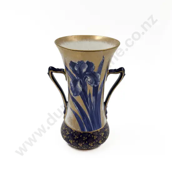 Royal Doulton Blue and White Gilt Botanical Series Vase