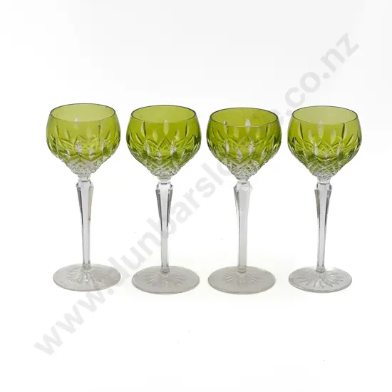 Six Bohemian Flash Cut Hock Goblets