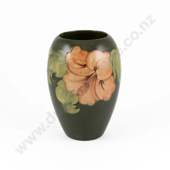 Walter Moorcroft Coral Hibiscus Pattern Ovoid Vase