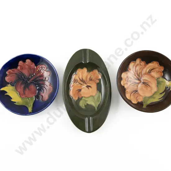 William and Walter Moorcroft Anemone & Hibiscus Pattern Small Circular Dishes