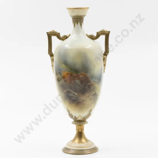 Royal Worcester Ovoid Neck Handled Vase