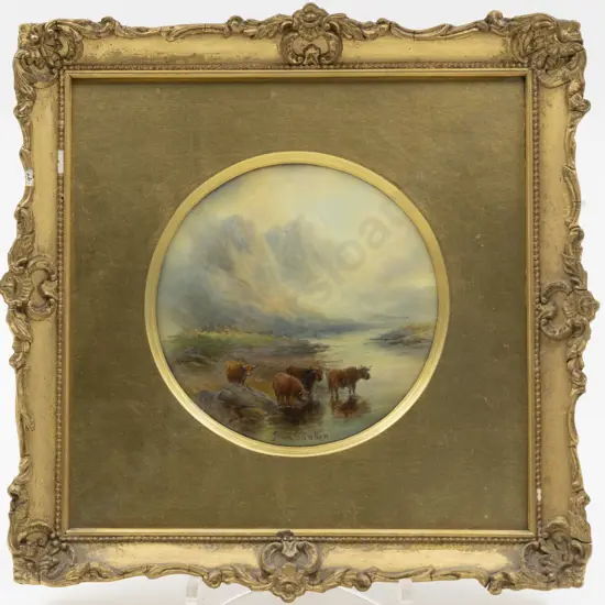 Royal Worcester Gilt Framed Circular Plaque