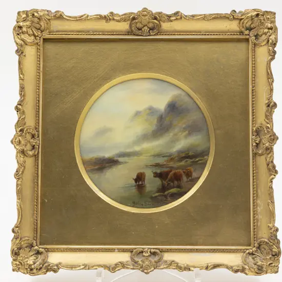 Royal Worcester Gilt Framed Circular Plaque