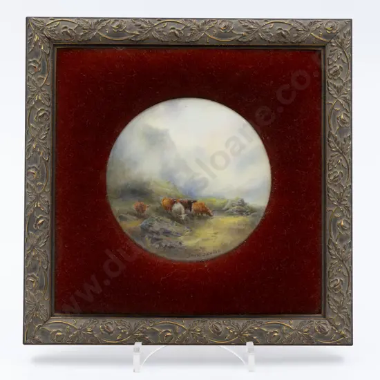 Royal Worcester Gilt Framed Circular Plaque
