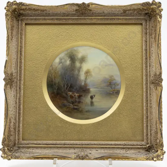 Royal Worcester Gilt Framed Circular Plaque