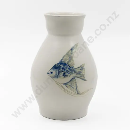 1930s Moorcroft White Glazed Fish Decorated Vase