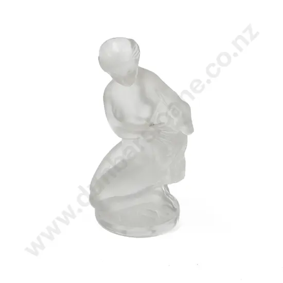 Lalique France Figure of Diana and Fawn in Frosted Crystal
