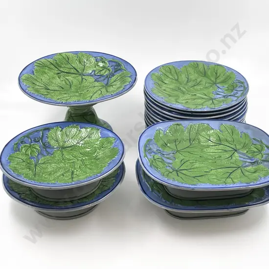 C19th Pearlware Majolica 17pce Dessert Service