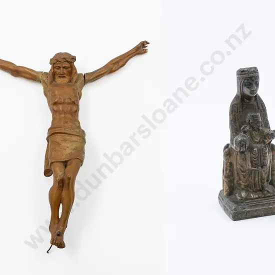 Antique Carved Fruitwood Corpus Christi