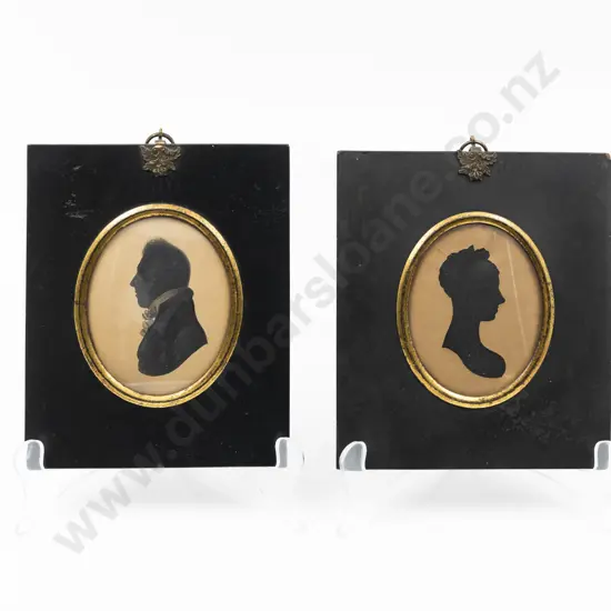 Pair Of Regency Silhouette Portrait Miniatures