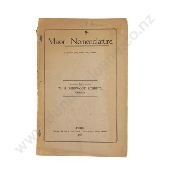Roberts W H Sherwood - Maori Nomenclature