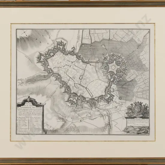 18th Century French Engraved Plan De La Ville Et Citadelle De Lille (after Karrewyn)