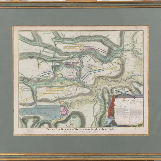 Isaac Basire - 18th Century Copper Engraved Plan of the Battle of Oudenard fought July 11th 1708