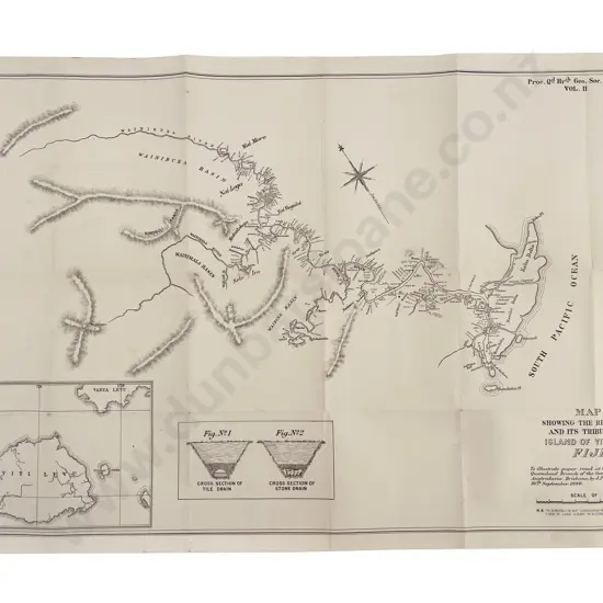Map Showing The Rewa River And Its Tributaries Island Of Viti Levu Fiji 1886