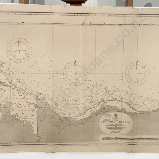 Large Unframed Copper Engraved Maritime Map - Damietta to Elarish (Egyptian Sea)