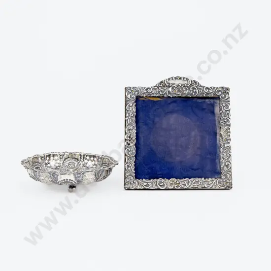 Edw VII S/S Bon Bon Dish & Small S/S Photo Frame