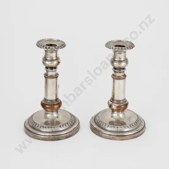 Pair Vict Sheffield Plate Ejector Candlesticks