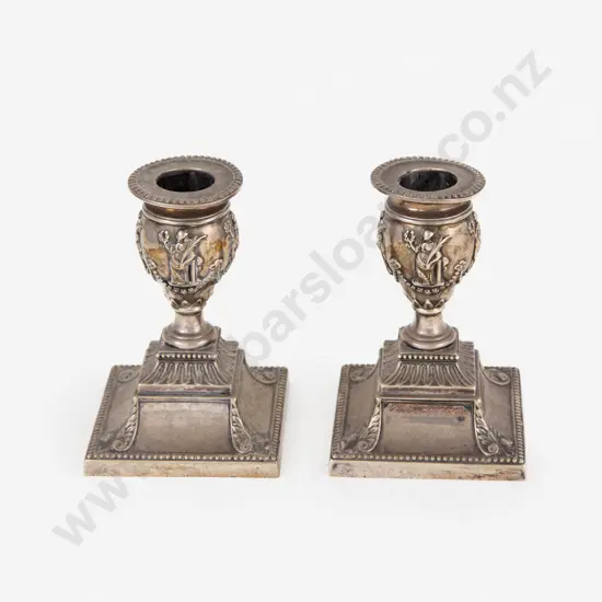 Pair Of Vict S/S Dwarf Candlesticks