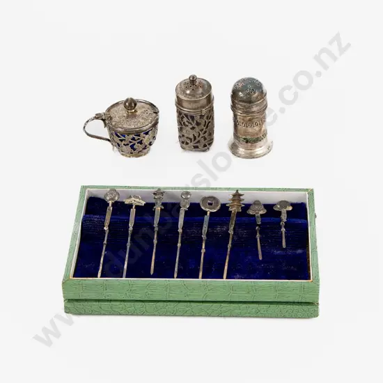 Cased Set Of Eight Chinese Silver Cocktail Sticks