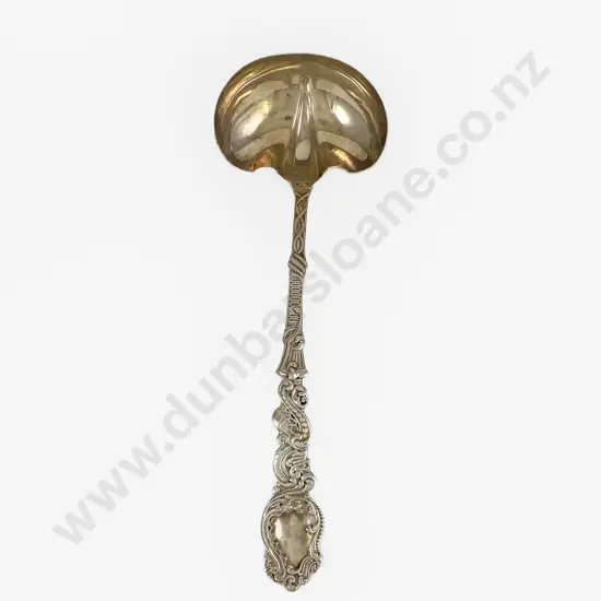 Ornate S/S Fancy Scroll Handled Soup Ladle By A. C. Benedict & Co