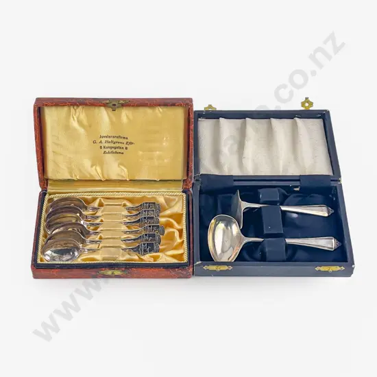 Cased Set Of Six Danish .830 Silver Coffee Spoons