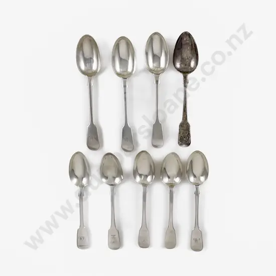 Composed Set Of Nine C19th S/S Dessert Spoons