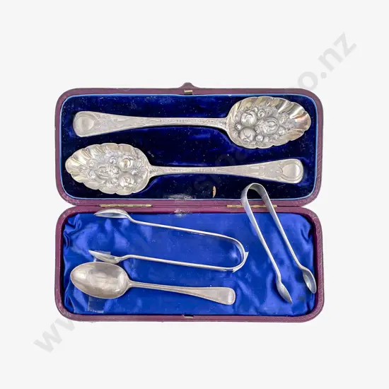 Cased Pair Wm IV S/S Berry Spoons