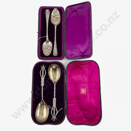 Matched Cased Pair Of Geo III S/S Berry Spoons