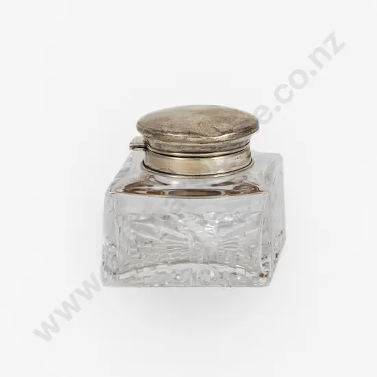 QEII S/S Top Cut Glass Inkwell