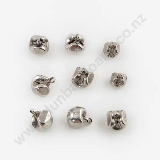 Nine Antique Solid Silver Button Weight Measures