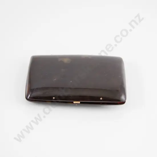 Art Deco Tortoise Shell and 9ct Rose Gold Cigarette Case