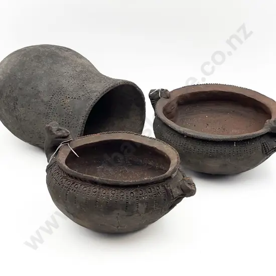 Three Raku Fired Food Bowls From Papua New Guinea