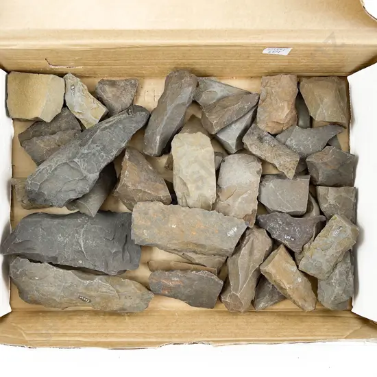 Box Quantity of Assorted Worked Stones From The Pitcairns