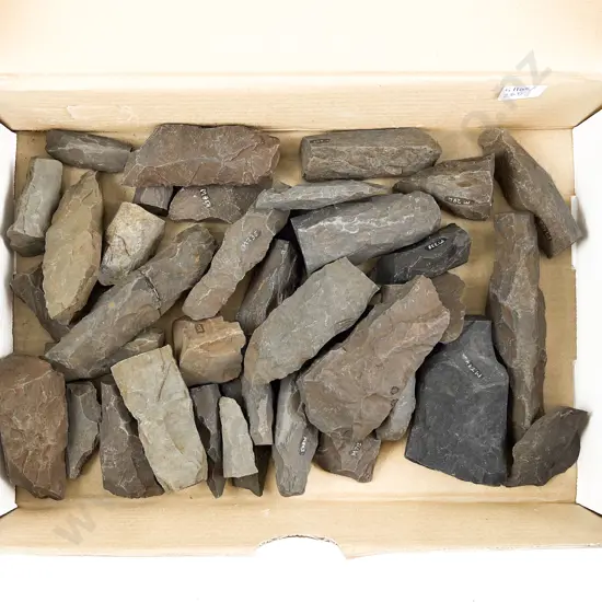 Box Quantity of Assorted Worked Stones From The Pitcairns