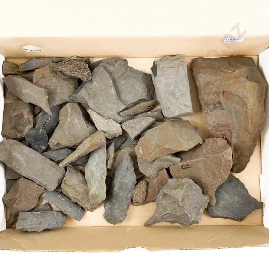 Box Quantity of Assorted Worked Stones From The Pitcairns