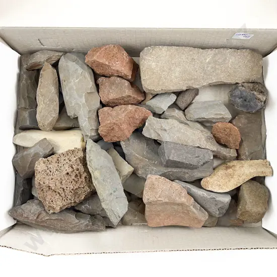 Box Quantity of Assorted Worked Stones From The Pitcairns