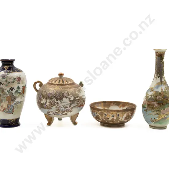 Four Pieces of Assorted Satsuma Ware
