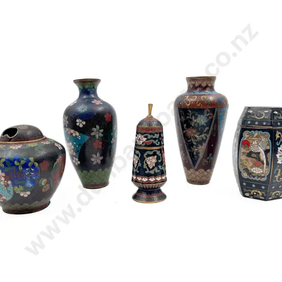 Five Japanese Cloisonne Vases