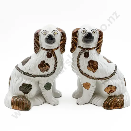 Pair of Victorian Staffordshire Mantle Dogs
