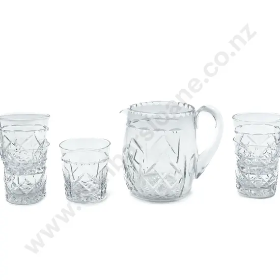 Five Tudor Crystal Tumblers Together with Jug