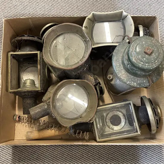 Box of Assorted Vintage Lamps and Lanterns