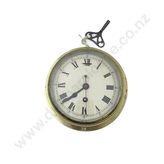 English Made Brass Circular Ships Clock