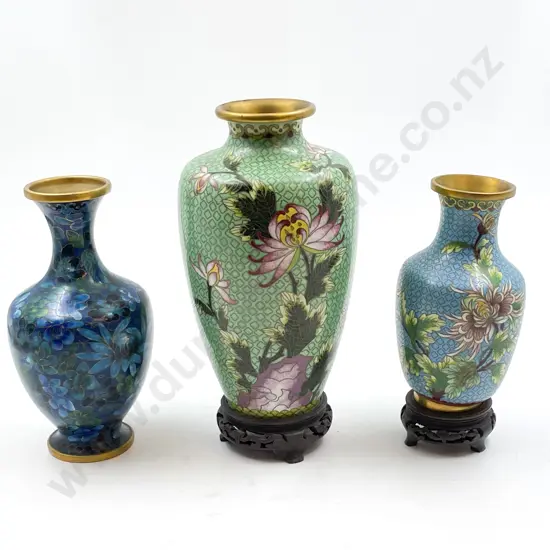 Three Assorted Cloisonne Vases