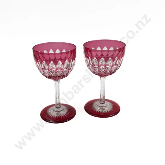 Pair of Cranberry Flashed Goblets