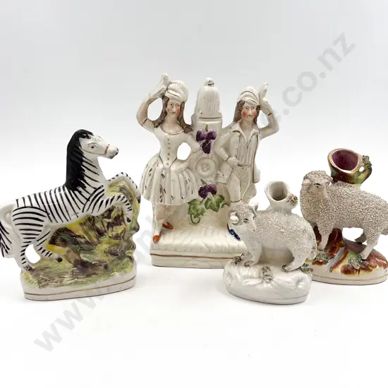 Four Various Staffordshire Figures/Animal Ornaments