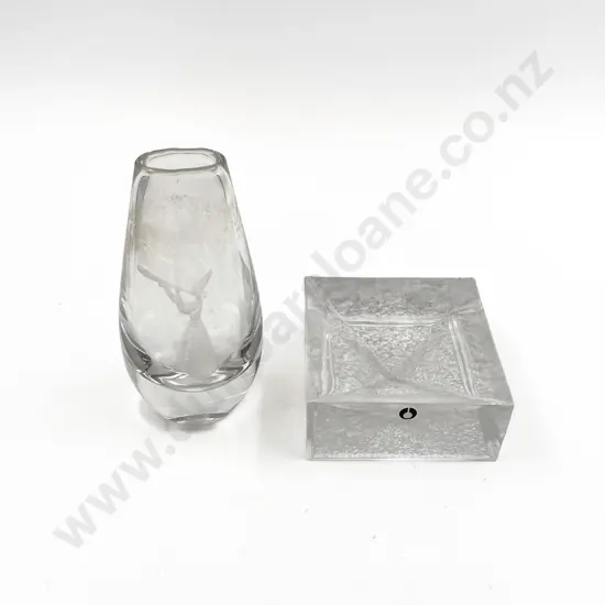 Kosta Vase Together with Swedish Glass Dish