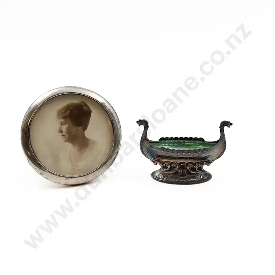 S/S Circular Photo Frame Together with Small Stirling Norse Boat