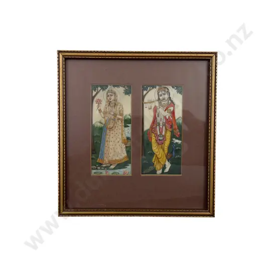 Framed Pair of Moghul Works on Ivory