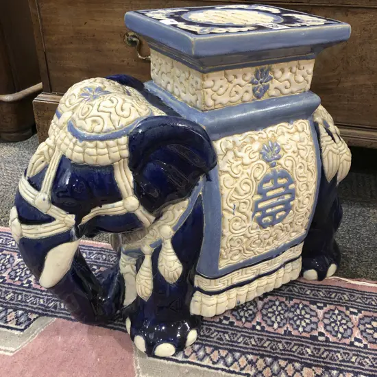 Ceramic Elephant Form Verandah Stool